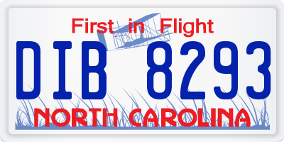 NC license plate DIB8293