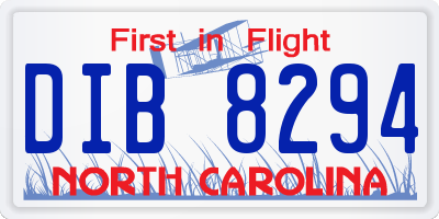 NC license plate DIB8294