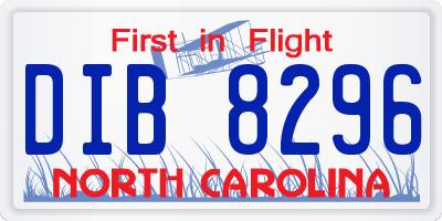 NC license plate DIB8296