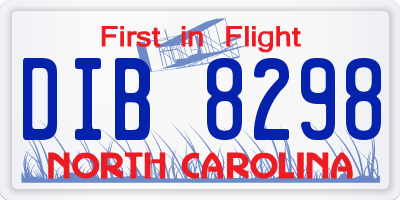 NC license plate DIB8298