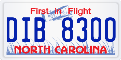NC license plate DIB8300