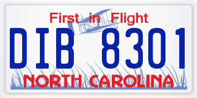 NC license plate DIB8301