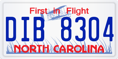 NC license plate DIB8304