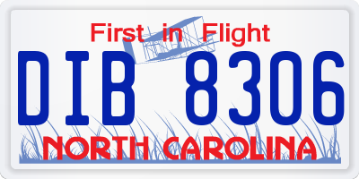 NC license plate DIB8306