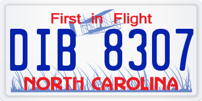 NC license plate DIB8307