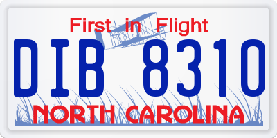 NC license plate DIB8310