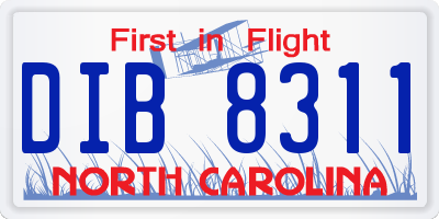 NC license plate DIB8311