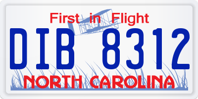 NC license plate DIB8312