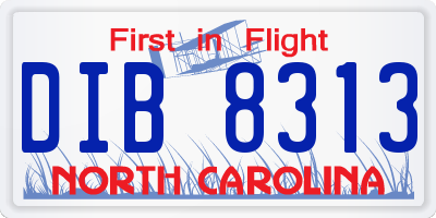 NC license plate DIB8313