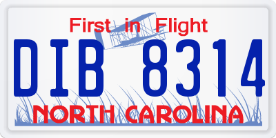 NC license plate DIB8314