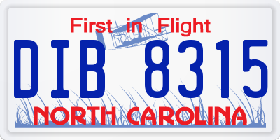 NC license plate DIB8315