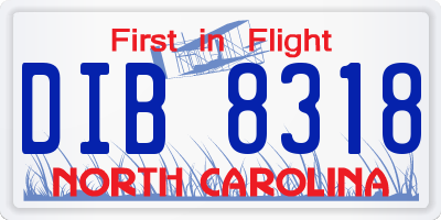 NC license plate DIB8318
