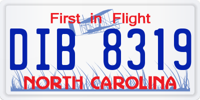 NC license plate DIB8319