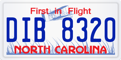 NC license plate DIB8320