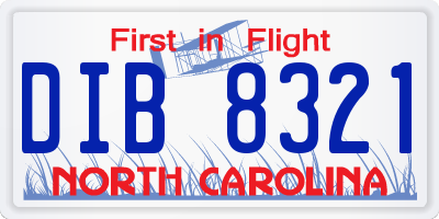 NC license plate DIB8321