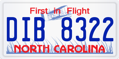 NC license plate DIB8322