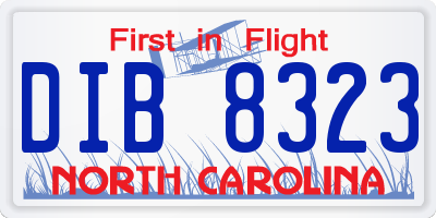 NC license plate DIB8323