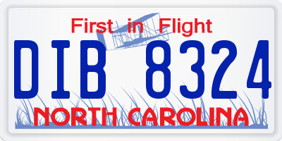 NC license plate DIB8324