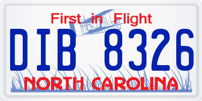 NC license plate DIB8326