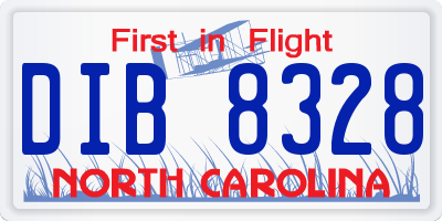 NC license plate DIB8328