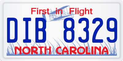 NC license plate DIB8329