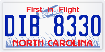 NC license plate DIB8330