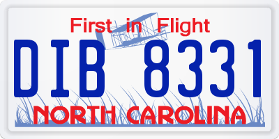 NC license plate DIB8331
