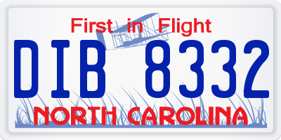 NC license plate DIB8332