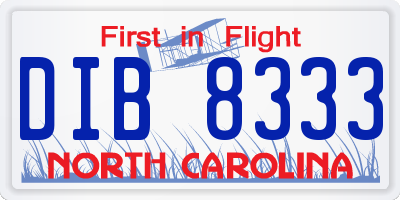 NC license plate DIB8333