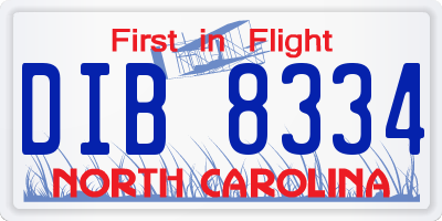 NC license plate DIB8334
