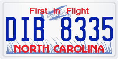 NC license plate DIB8335