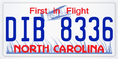 NC license plate DIB8336