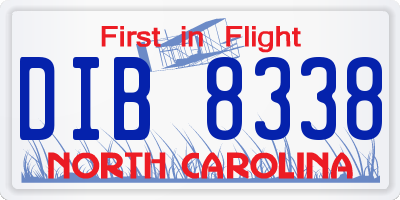 NC license plate DIB8338
