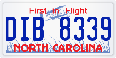NC license plate DIB8339
