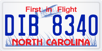 NC license plate DIB8340