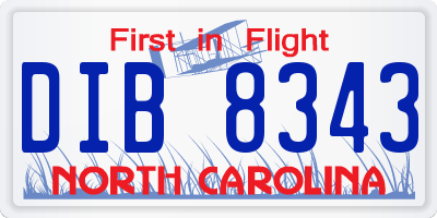 NC license plate DIB8343