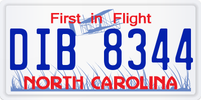 NC license plate DIB8344