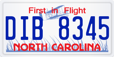 NC license plate DIB8345