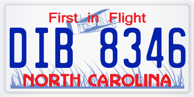 NC license plate DIB8346