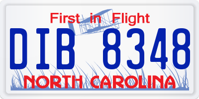 NC license plate DIB8348