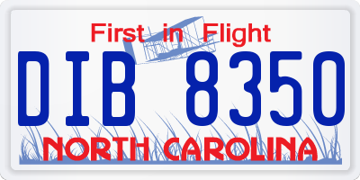 NC license plate DIB8350