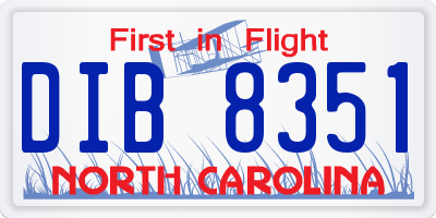 NC license plate DIB8351