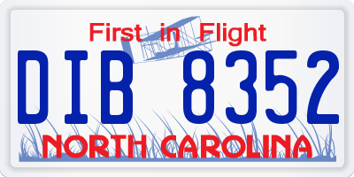 NC license plate DIB8352