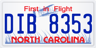 NC license plate DIB8353