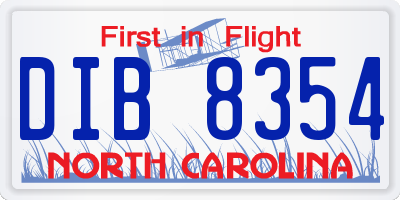 NC license plate DIB8354