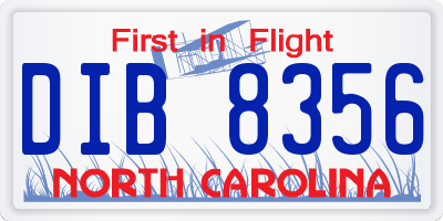 NC license plate DIB8356