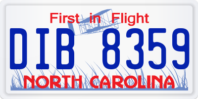 NC license plate DIB8359