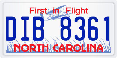 NC license plate DIB8361