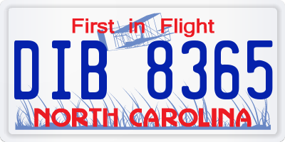 NC license plate DIB8365