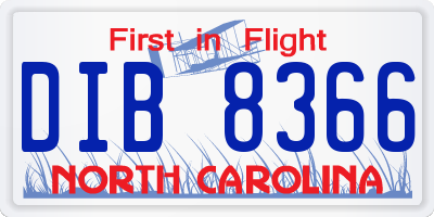 NC license plate DIB8366